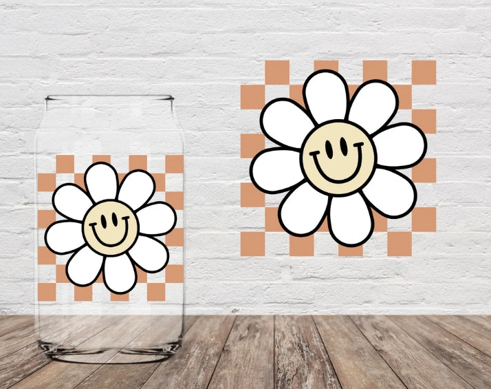 Plaid Flower | 16oz Glass Cup
