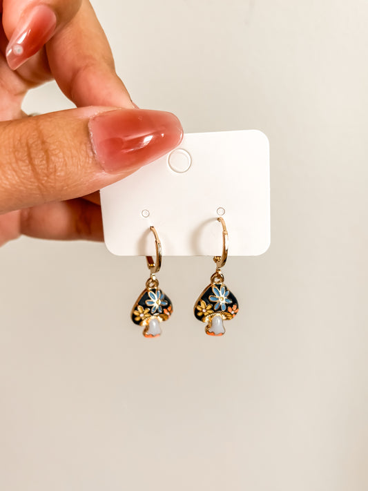Mushrooms | 18K GP Huggie Hoops