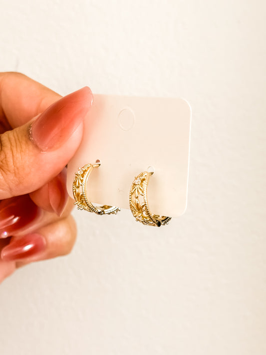 Fleur Cz | 18K GP Huggie Hoops