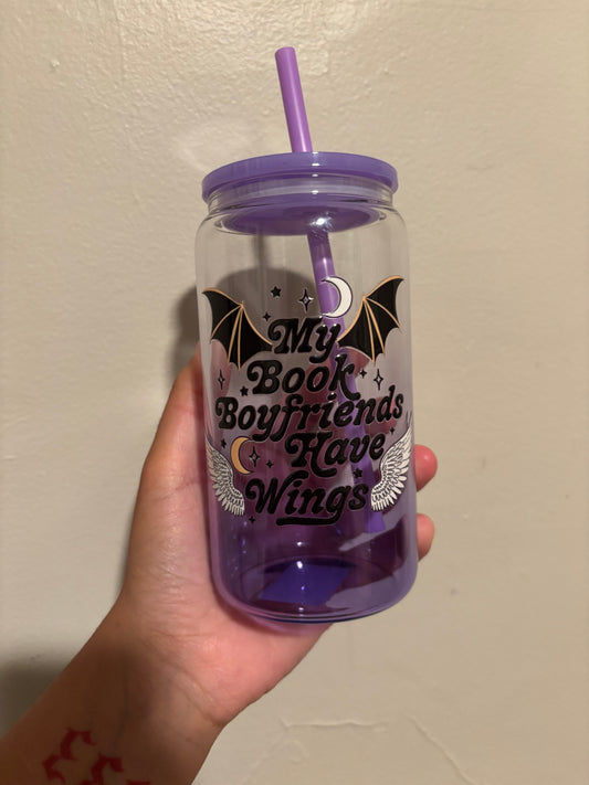My Book Boyfriends have Wings | 16oz Glass Cup
