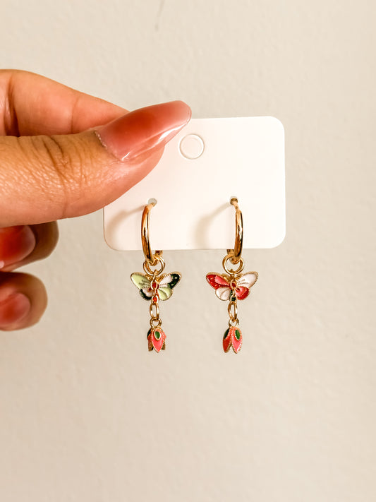 Butterfly Drops | 18K GP Huggie Hoops